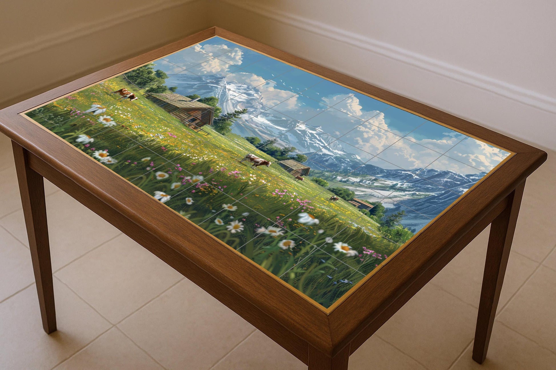 Vallée de Zermatt — Fresque Murale en Carreaux de Céramique · Art Mural Nature