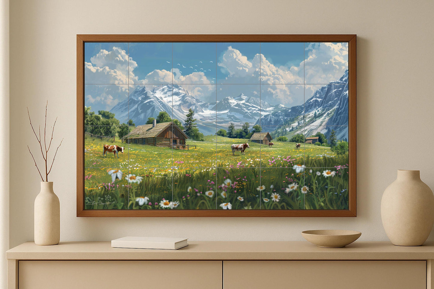 Vallée de Zermatt — Fresque Murale en Carreaux de Céramique · Art Mural Nature