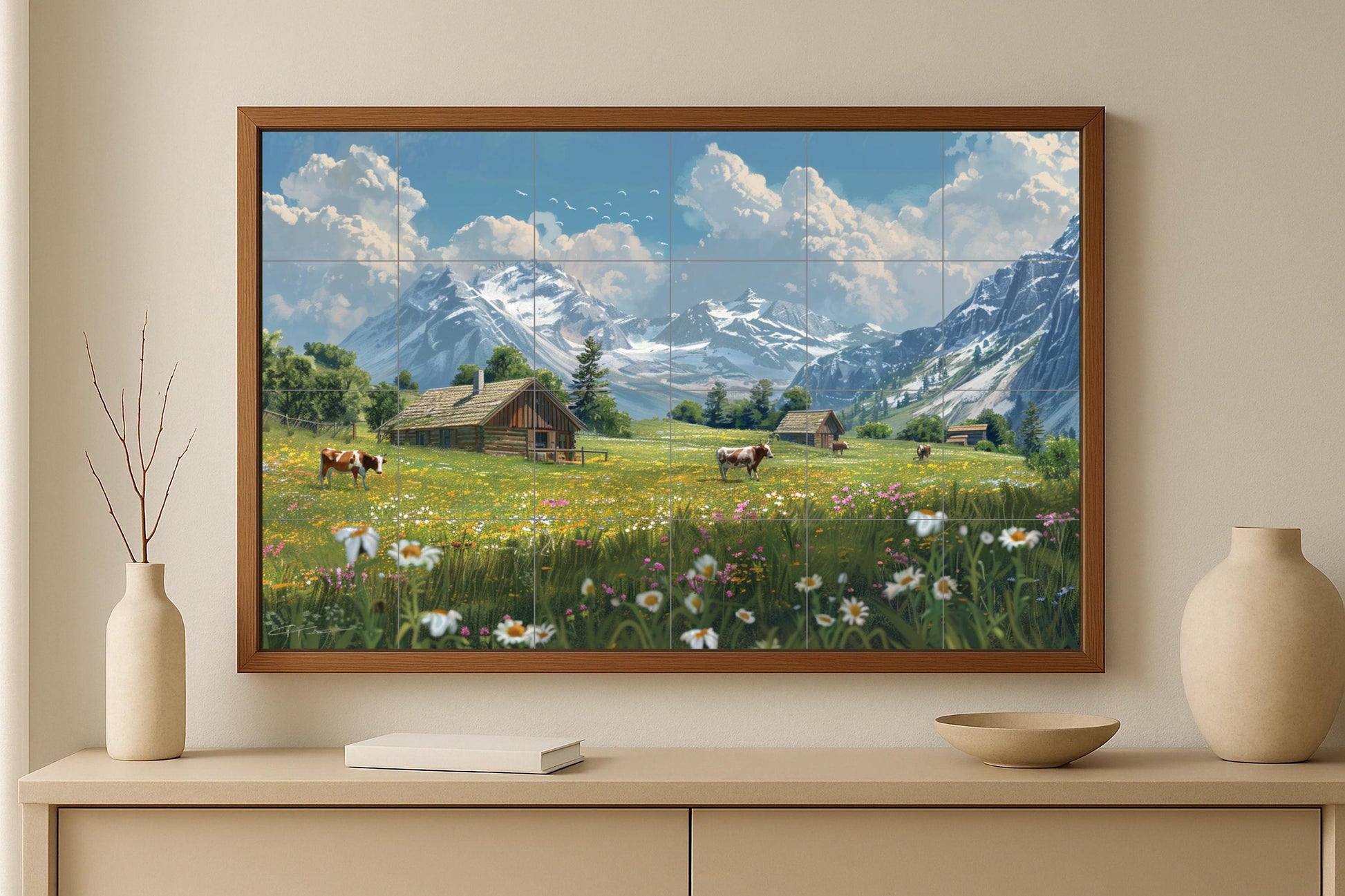 Vallée de Zermatt — Fresque Murale en Carreaux de Céramique · Art Mural Nature