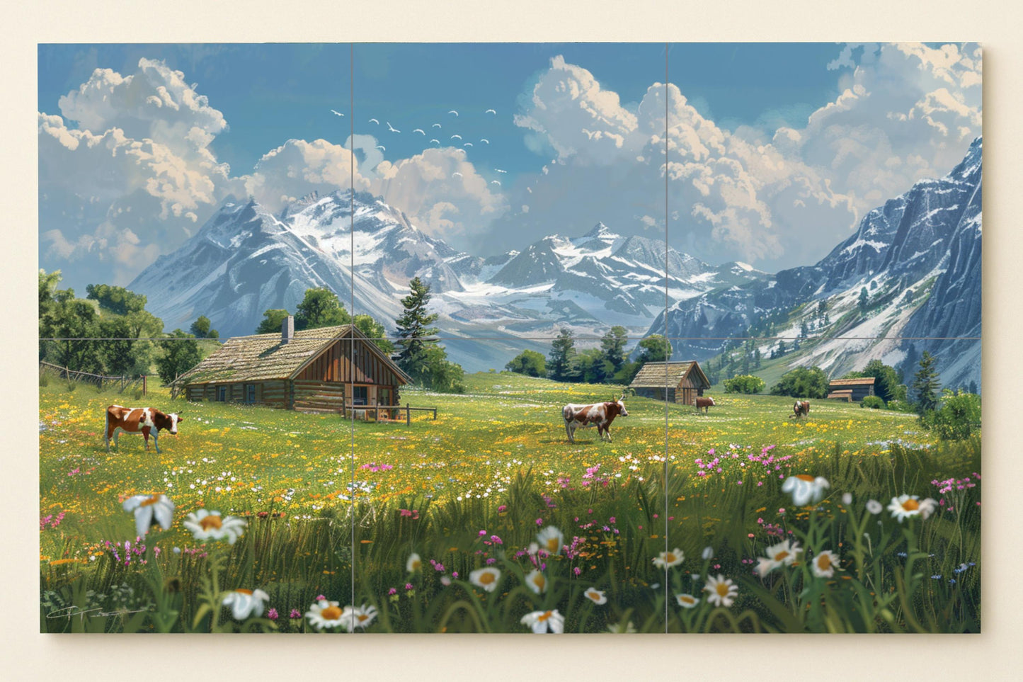 Vallée de Zermatt — Fresque Murale en Carreaux de Céramique · Art Mural Nature