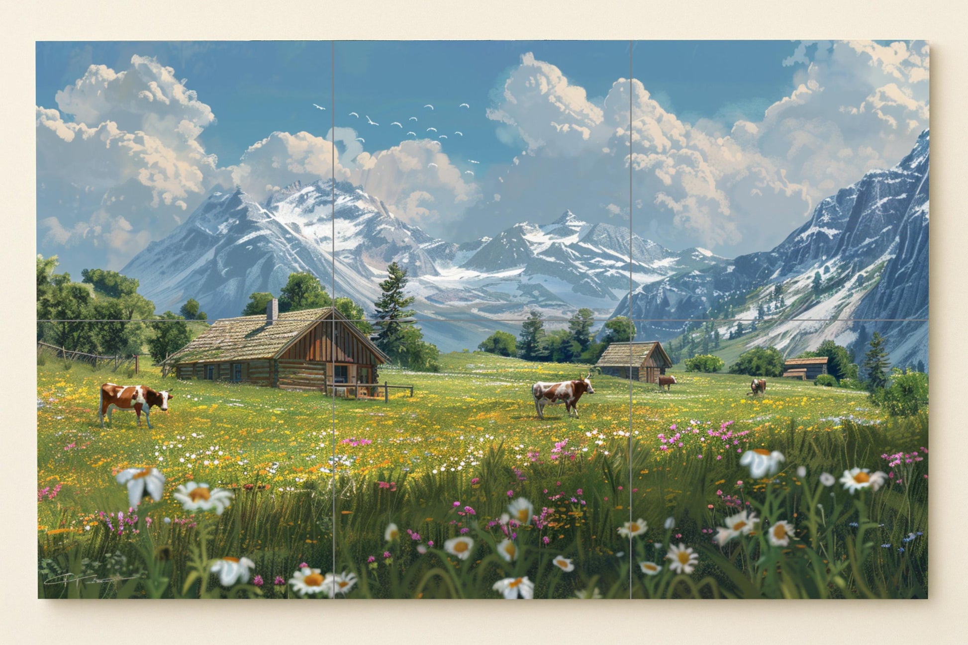 Vallée de Zermatt — Fresque Murale en Carreaux de Céramique · Art Mural Nature