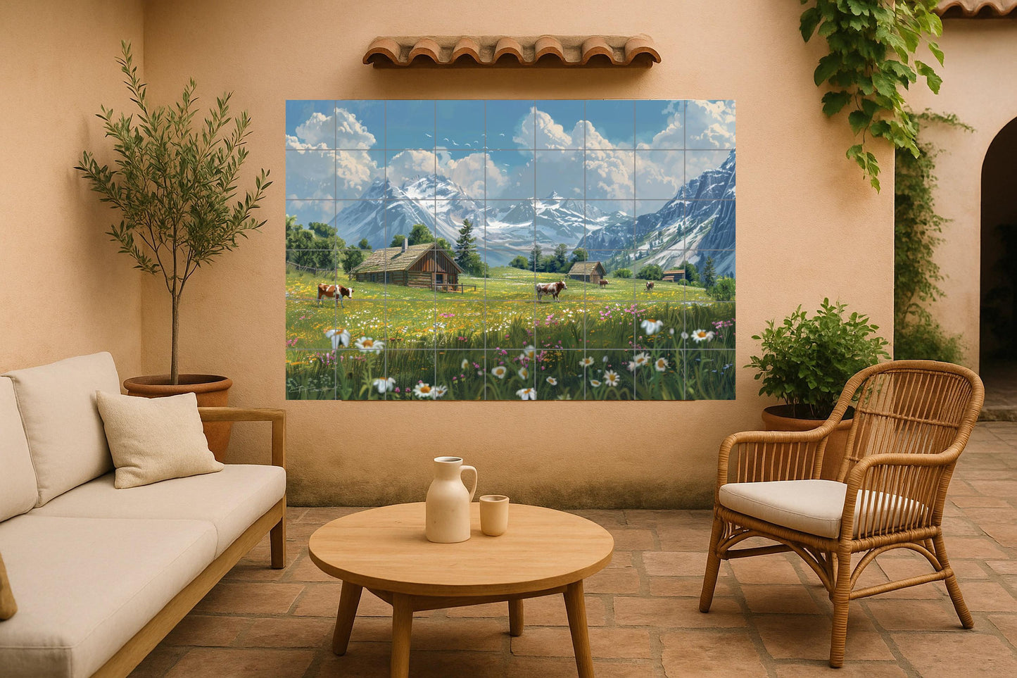 Vallée de Zermatt — Fresque Murale en Carreaux de Céramique · Art Mural Nature