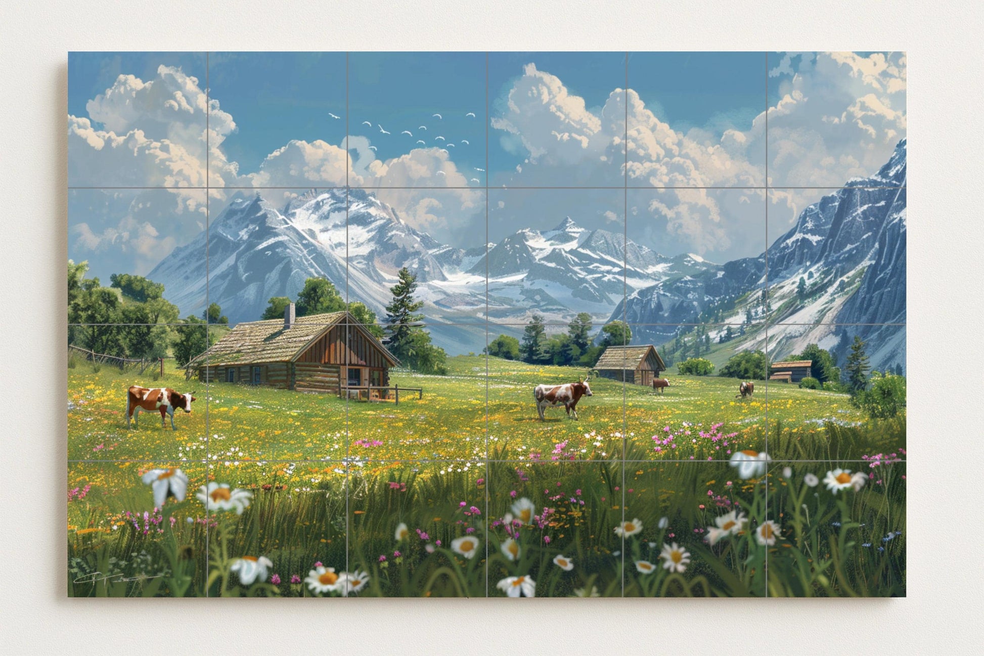 Vallée de Zermatt — Fresque Murale en Carreaux de Céramique · Art Mural Nature