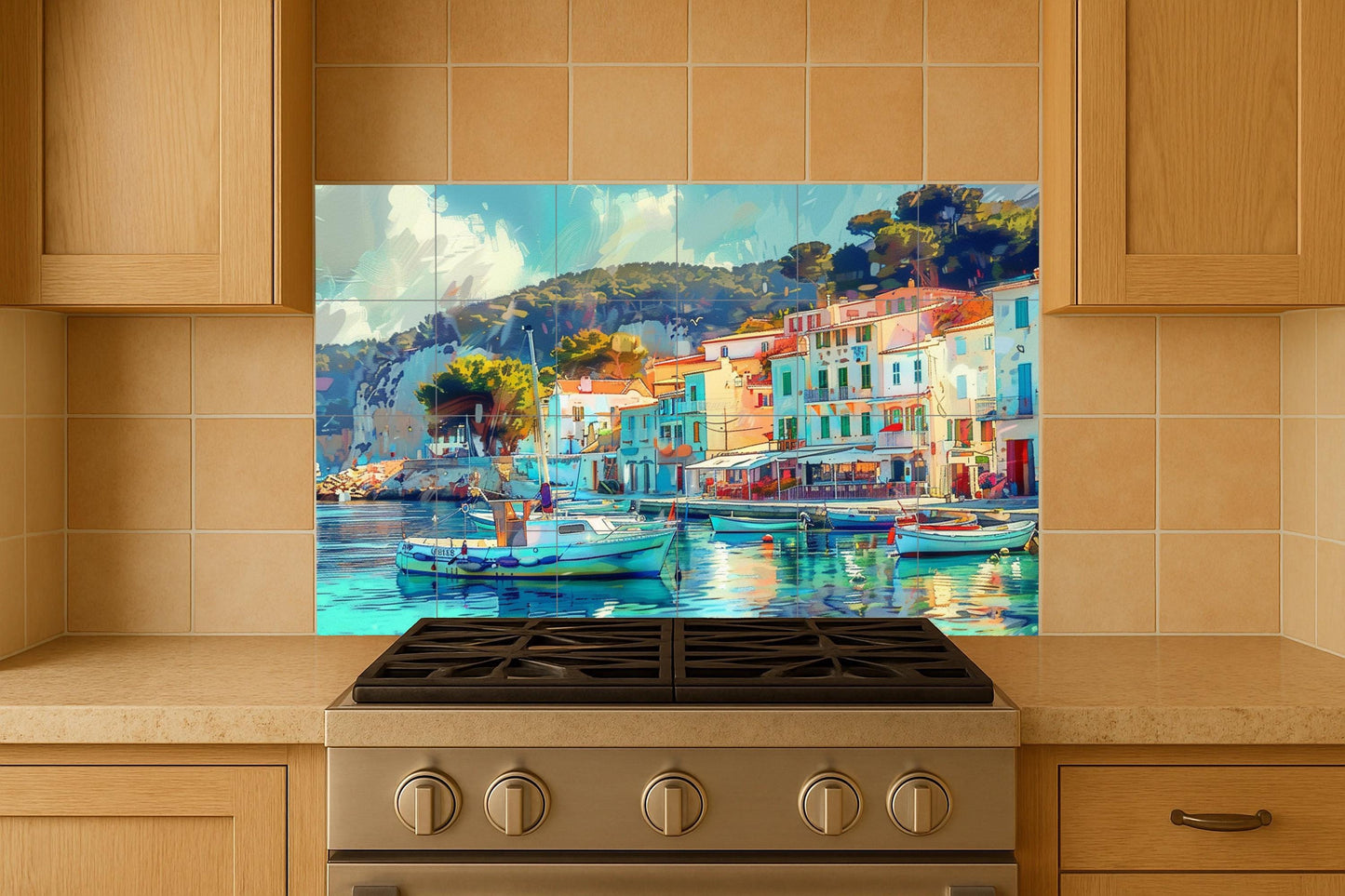 Fresque en Carrelage Côte Brava — Décor Mural Nautique