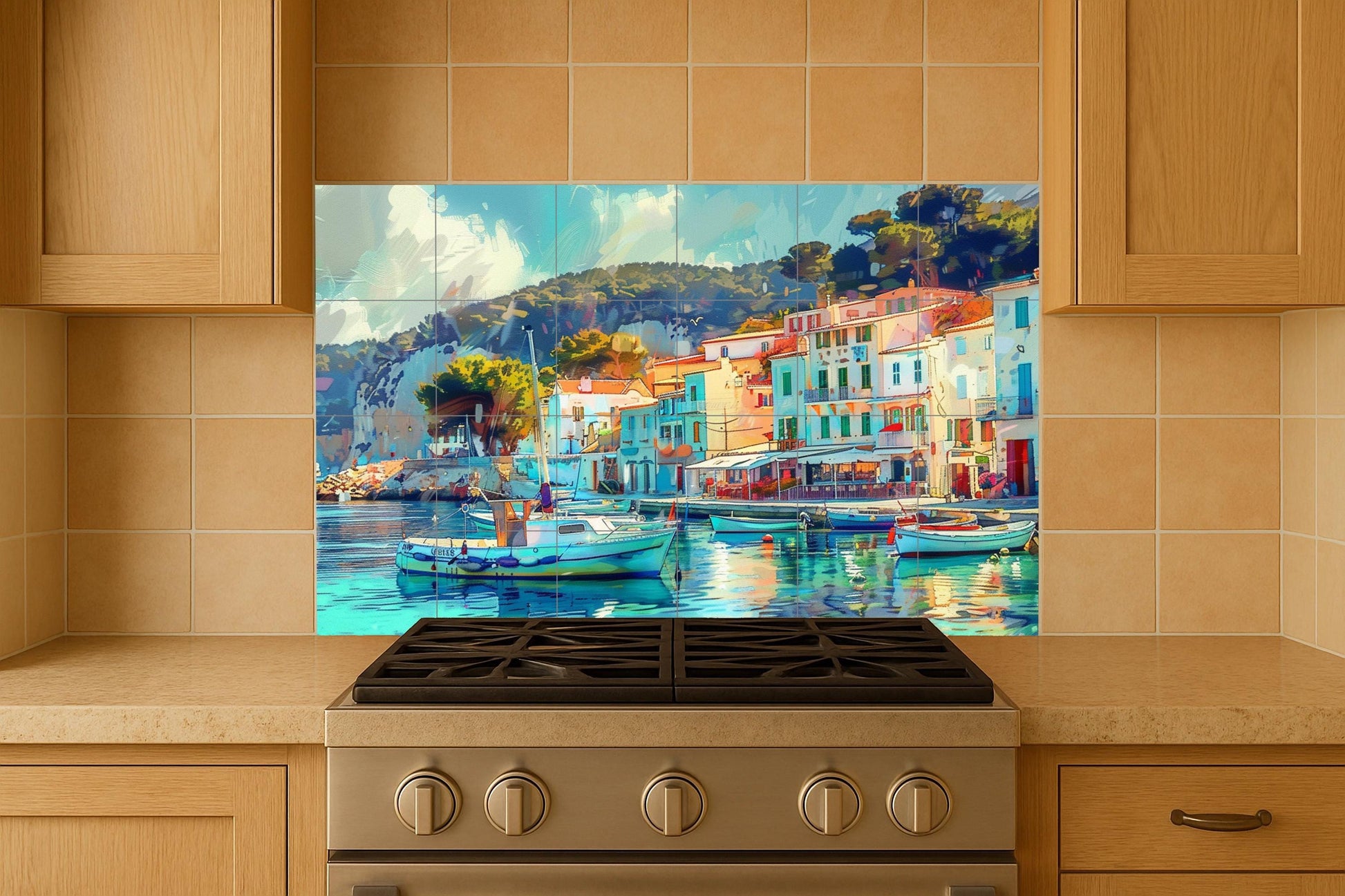Fresque en Carrelage Côte Brava — Décor Mural Nautique