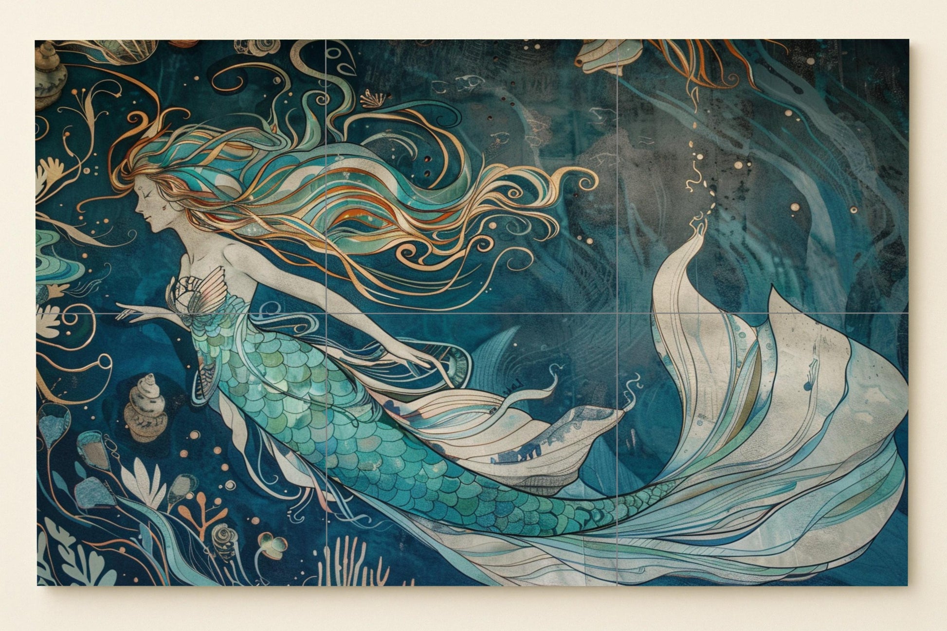 Mermaid Nordic · Ceramic Wall Mural — Legends & Epic Art