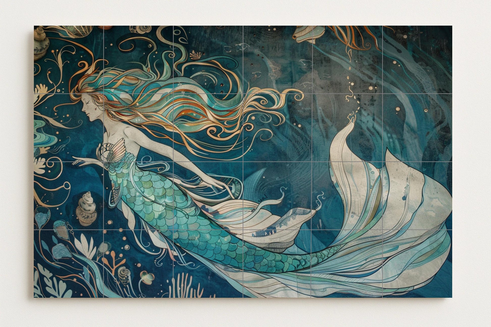Mermaid Nordic · Ceramic Wall Mural — Legends & Epic Art