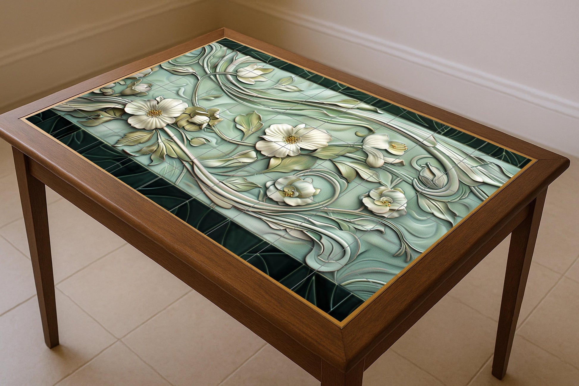 Jugendstil — Botanische Landschaft, Wandkunst aus Keramikfliesen
