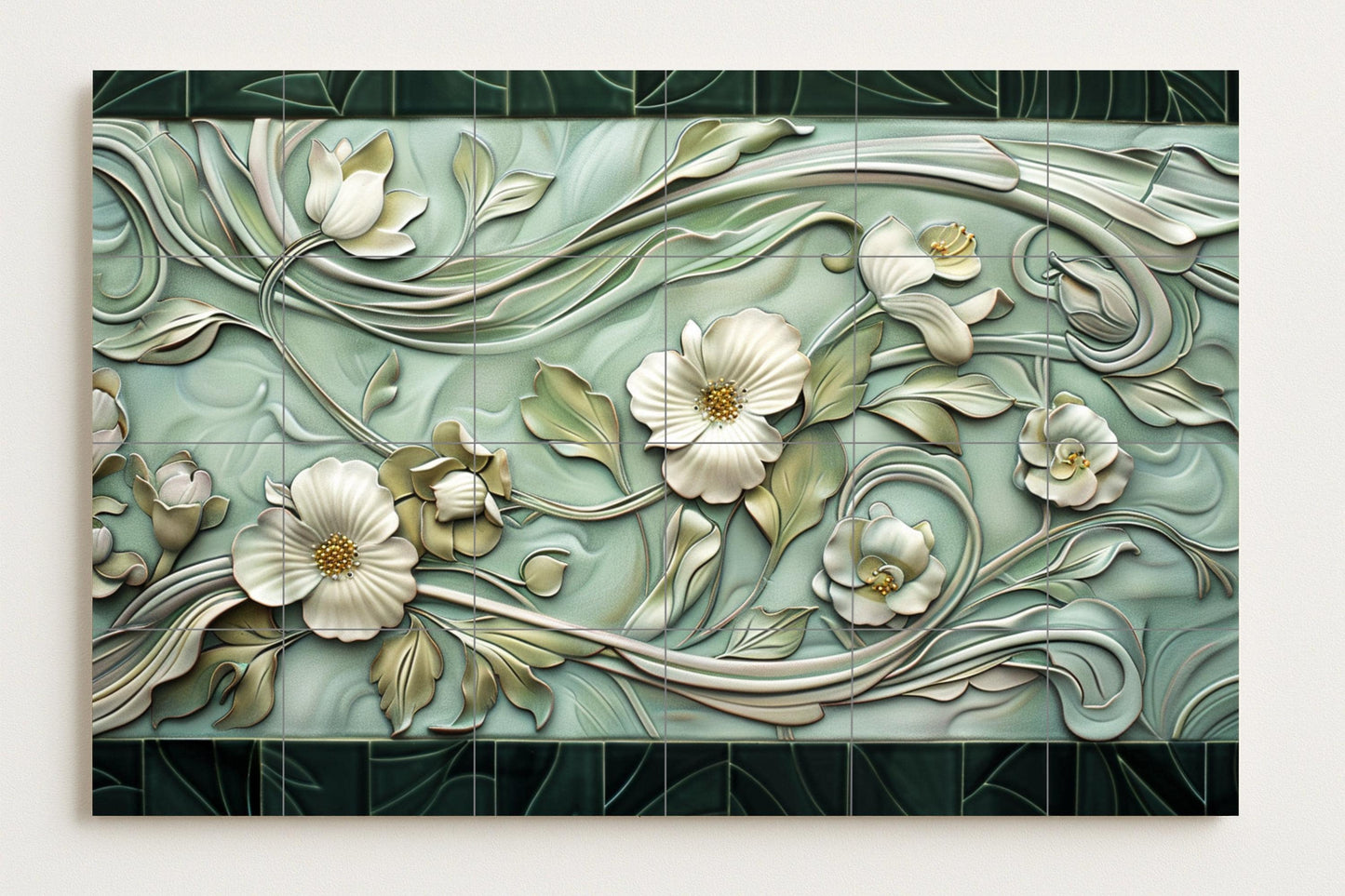 Jugendstil — Botanische Landschaft, Wandkunst aus Keramikfliesen