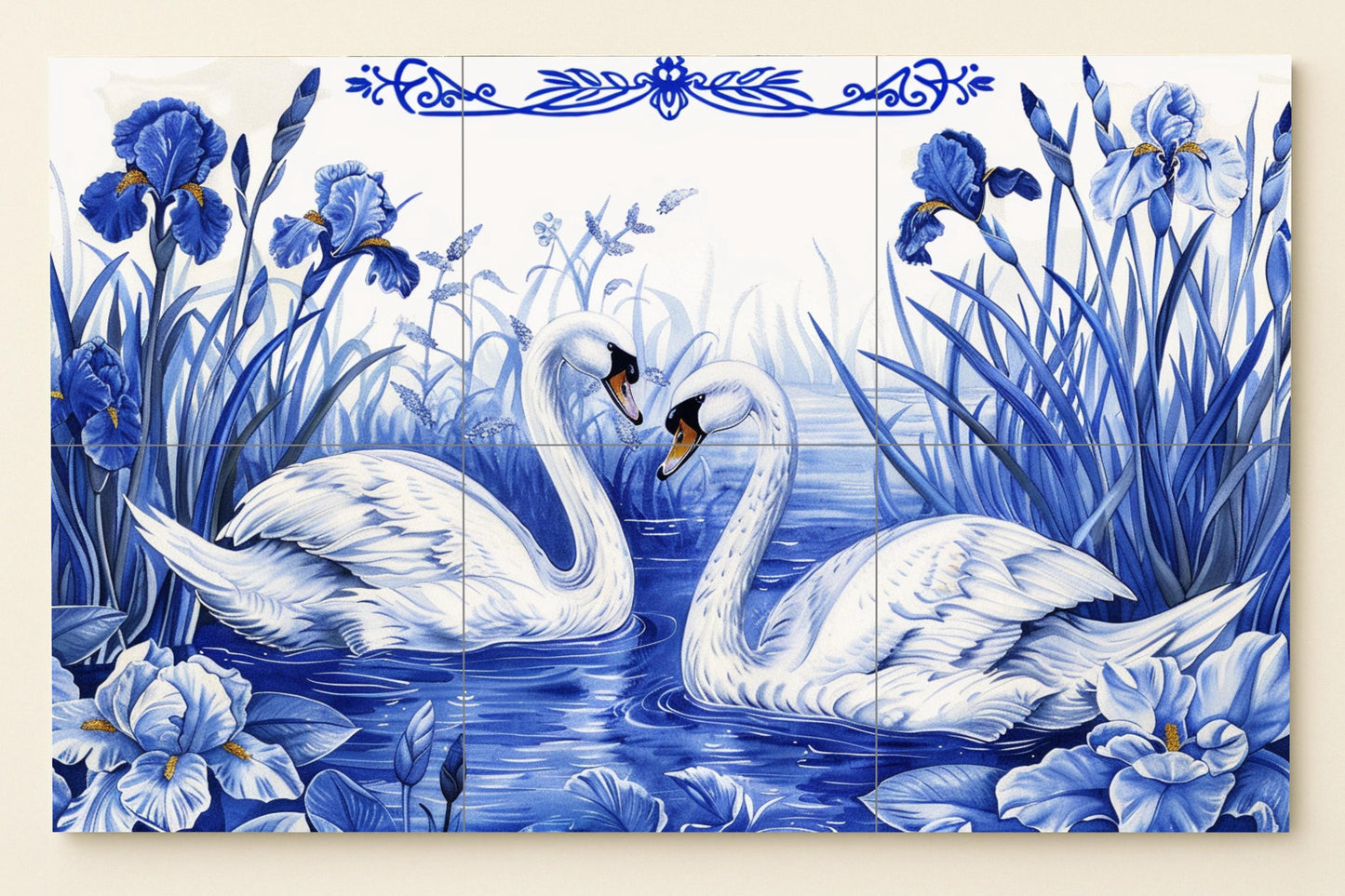Mural de amor con cisnes