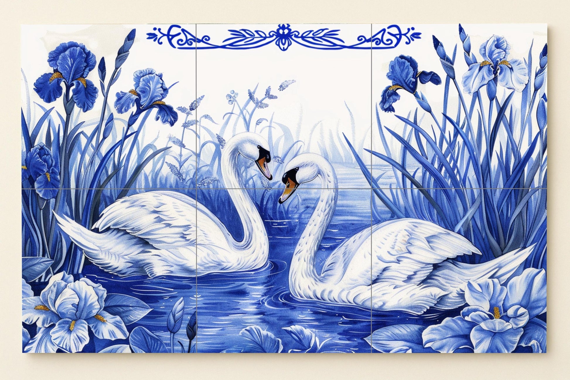 Mural de amor con cisnes