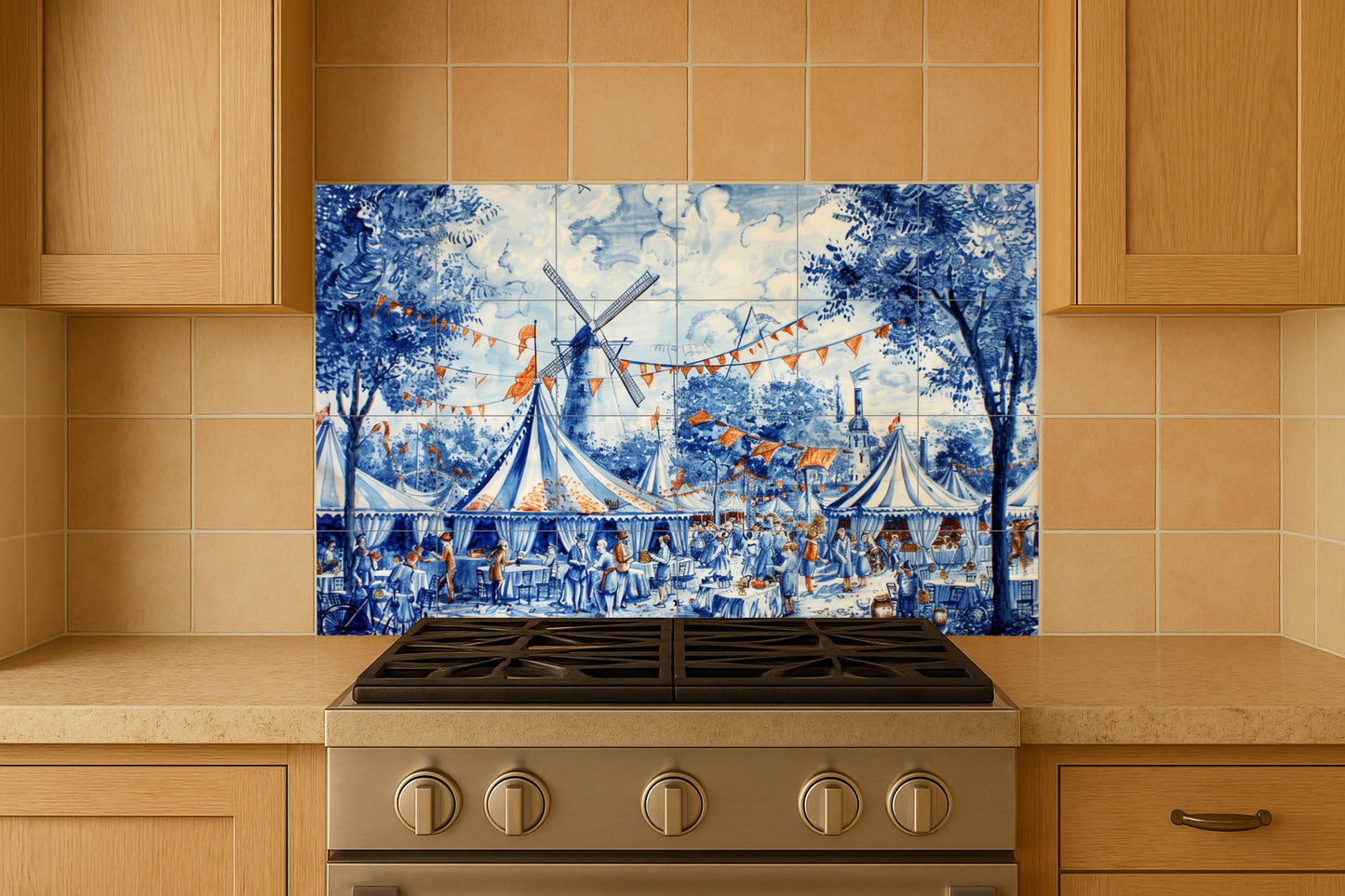 Mural cerámico de un pueblo del Viejo Mundo