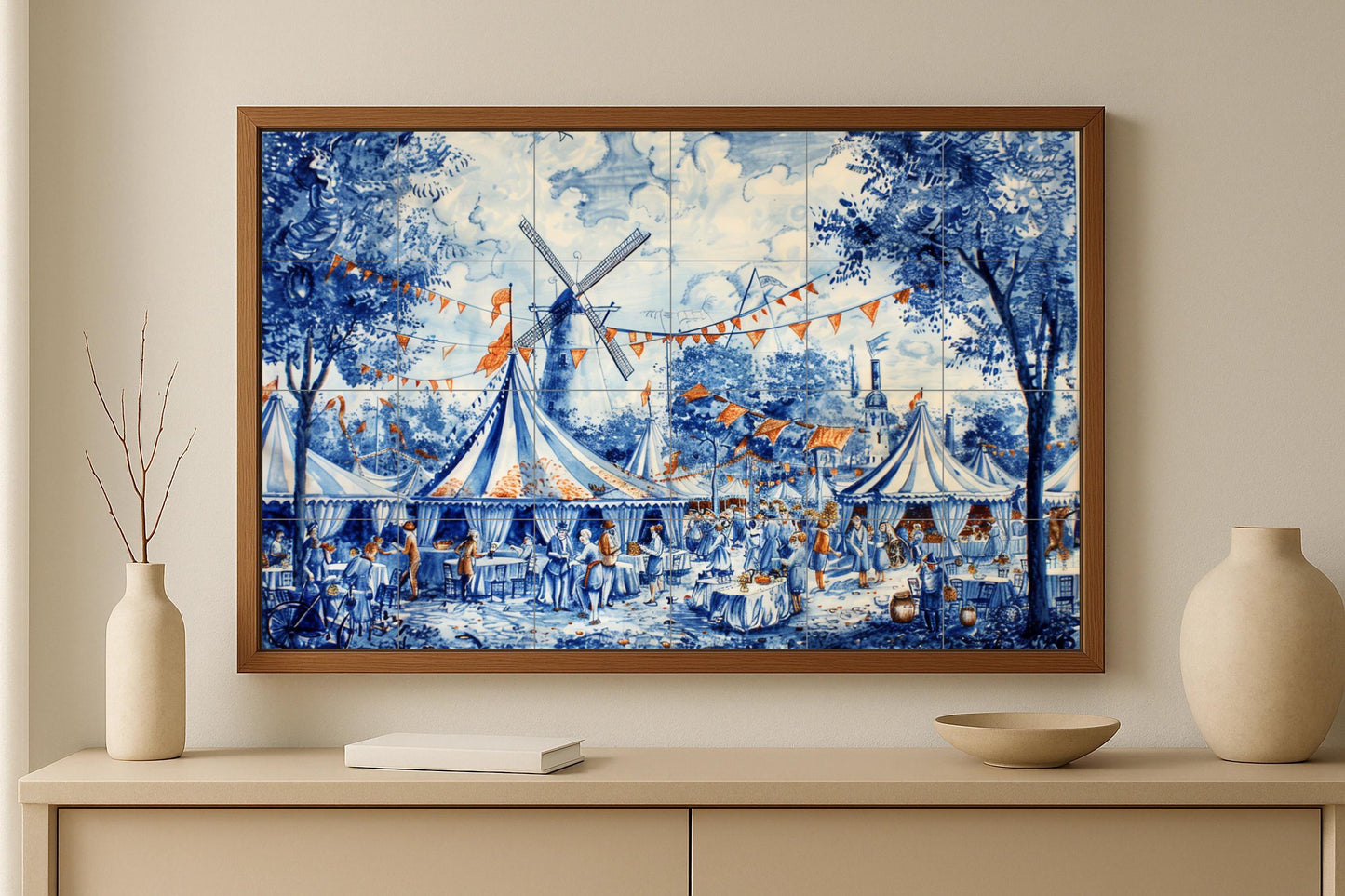 Mural cerámico de un pueblo del Viejo Mundo
