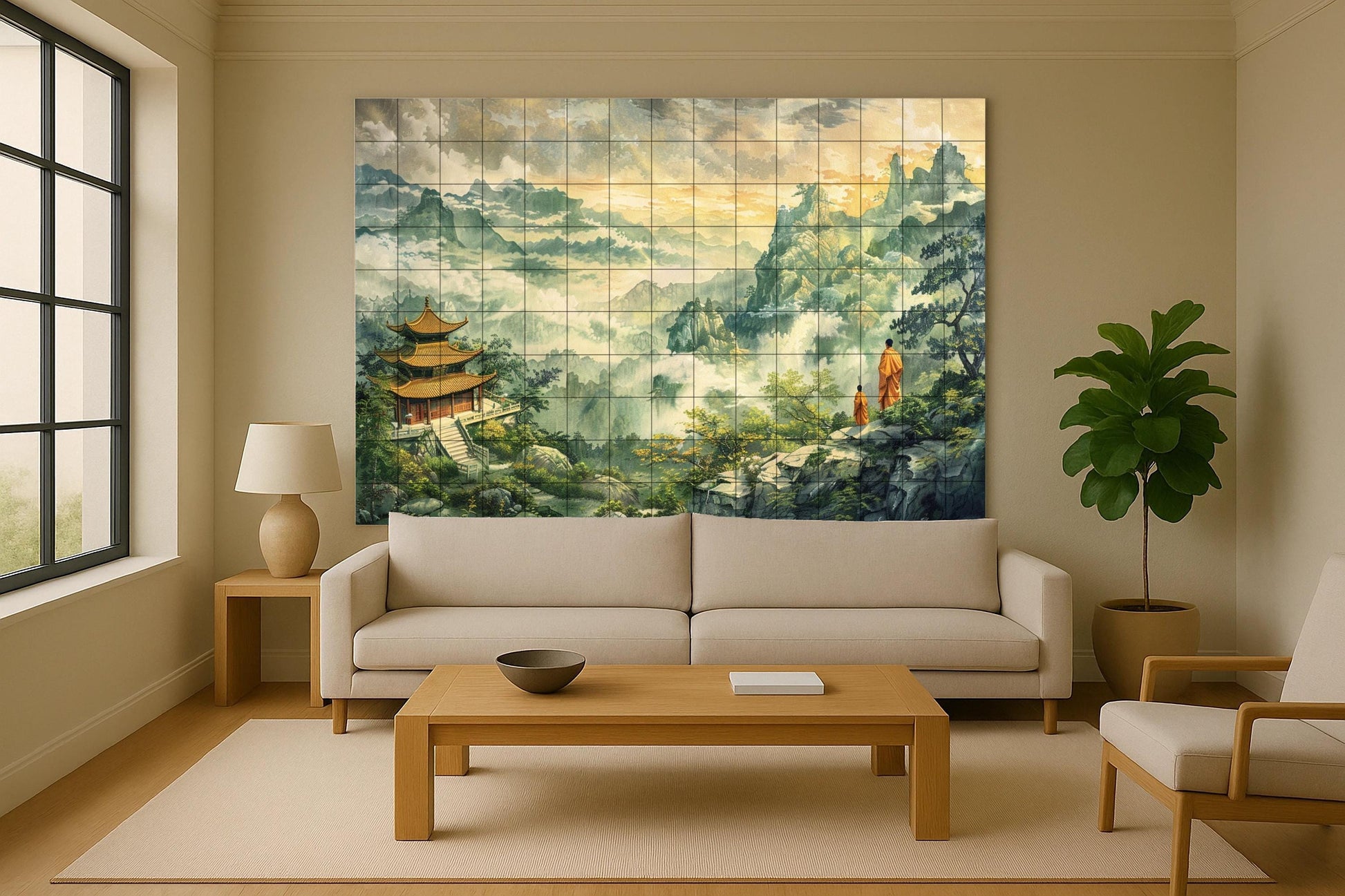 Mountain budista — Devotional Tile Art · Tile Wall Art