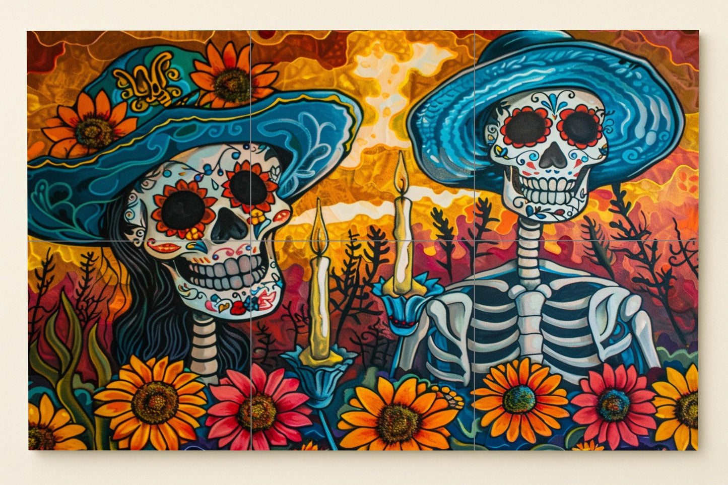 Mural romántico del Día de los Muertos
