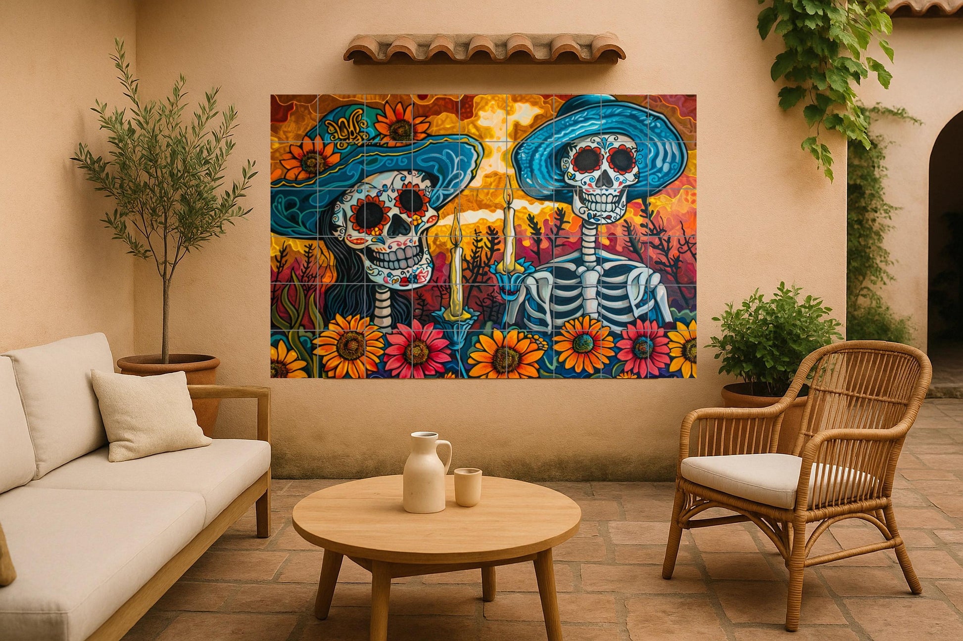 Mural romántico del Día de los Muertos