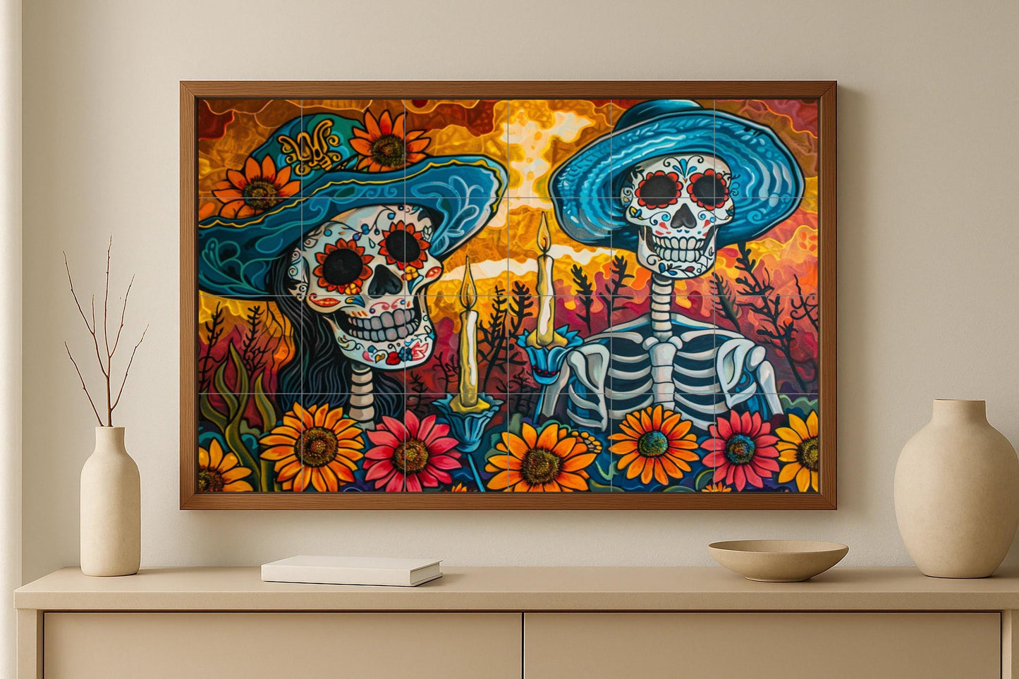 Mural romántico del Día de los Muertos
