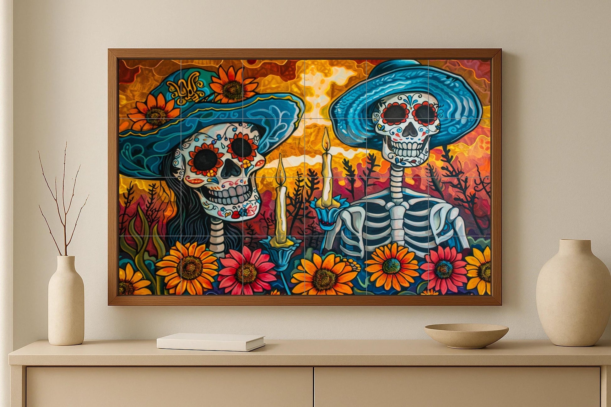 Mural romántico del Día de los Muertos
