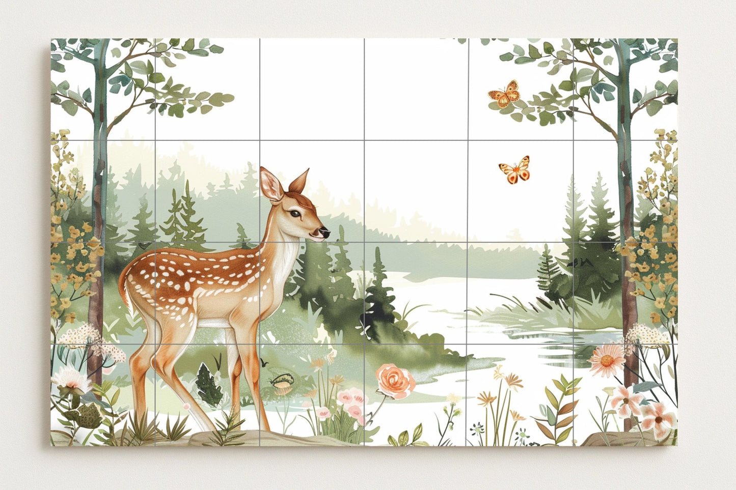 Cerf en le Forêt · Fresque Céramique — Art Mural Nature