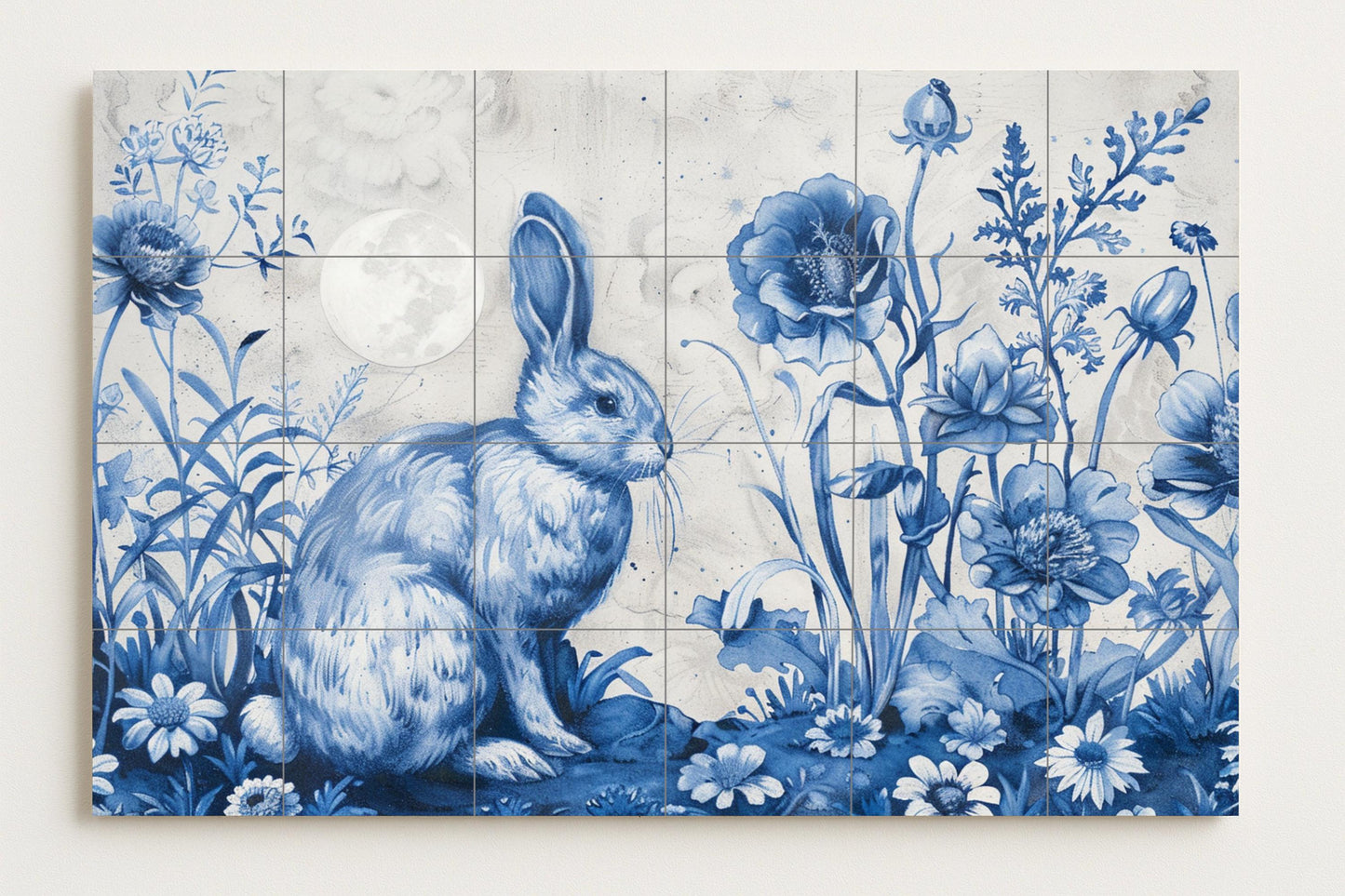 Floral von conejo Blau · Keramik-Wandbild — Blumen & Landschaften