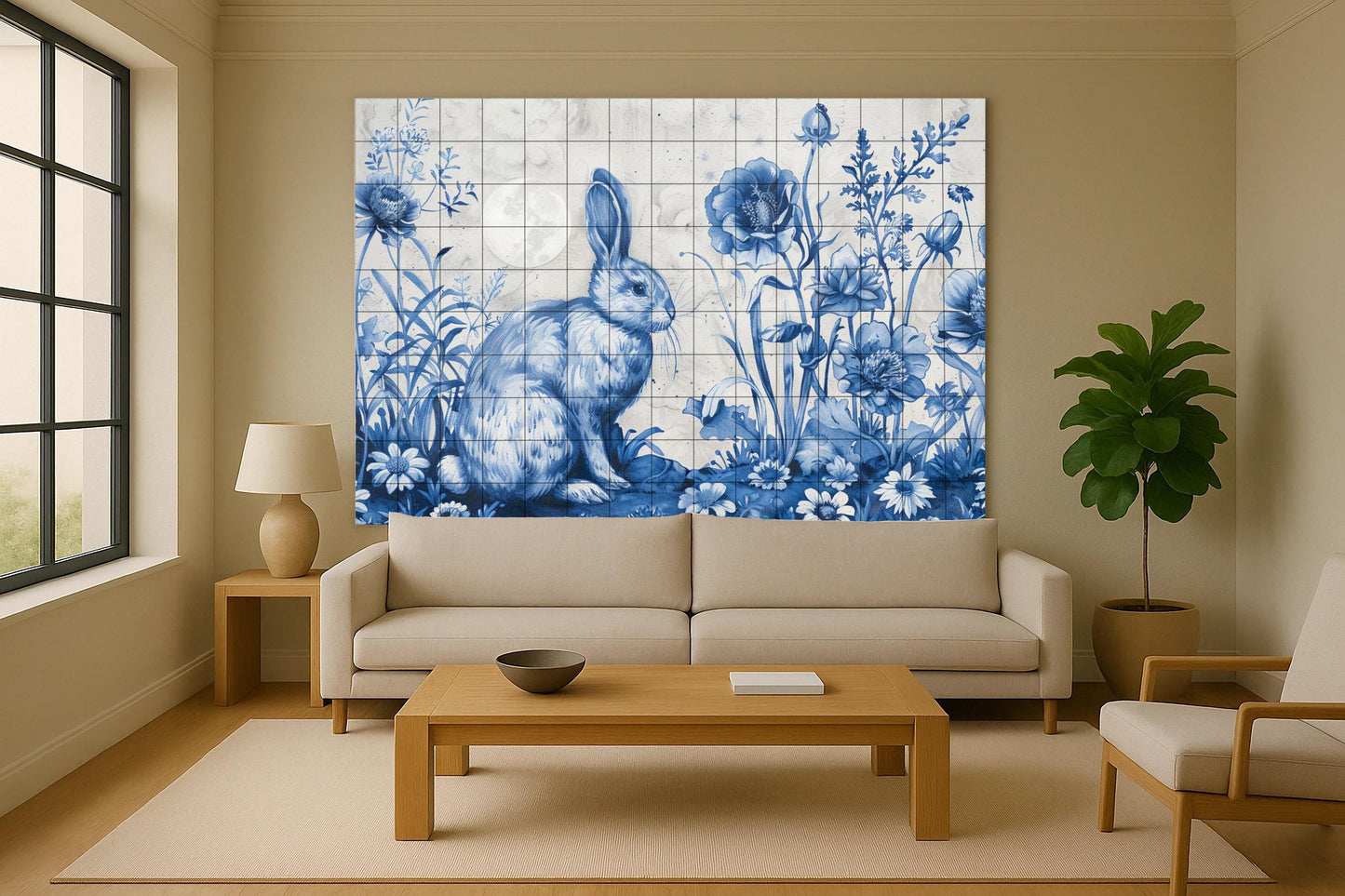 Floral von conejo Blau · Keramik-Wandbild — Blumen & Landschaften