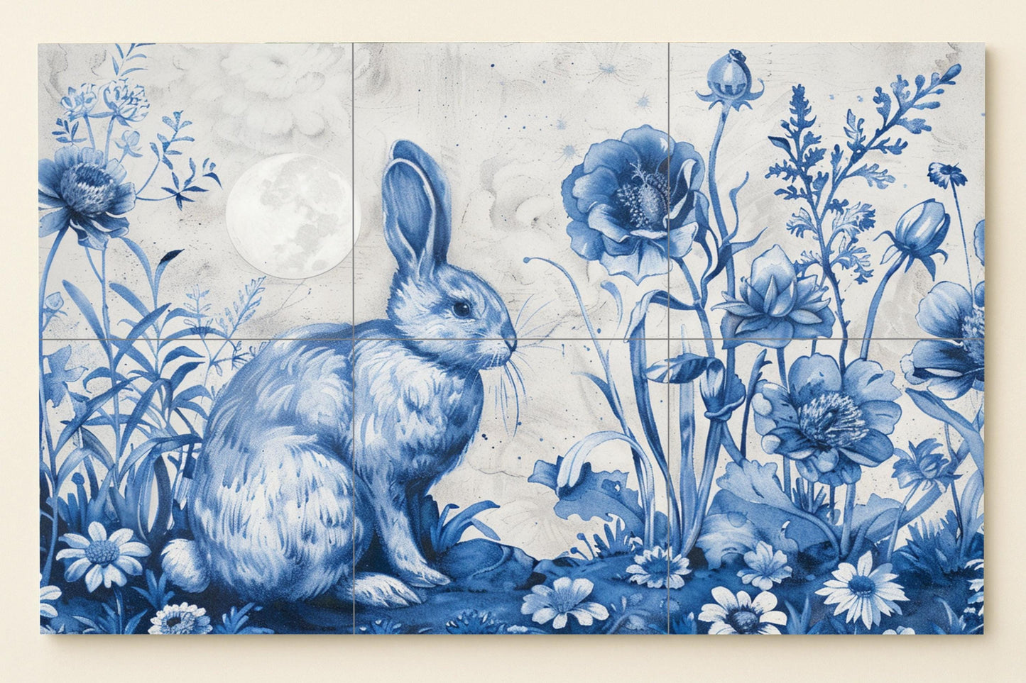 Floral von conejo Blau · Keramik-Wandbild — Blumen & Landschaften