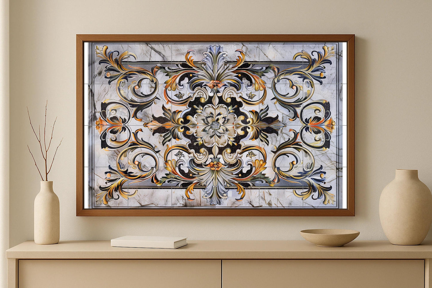 Mural de azulejos florales otomanos