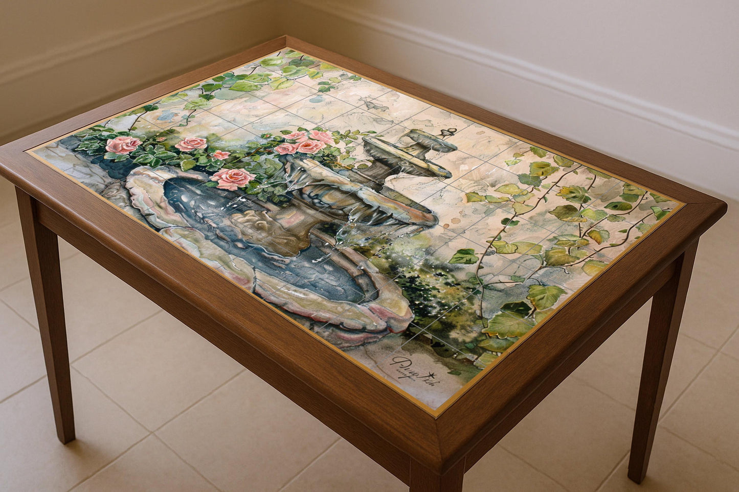 Courtyard Spanish · Ceramic Wall Mural — Botanical Landscape