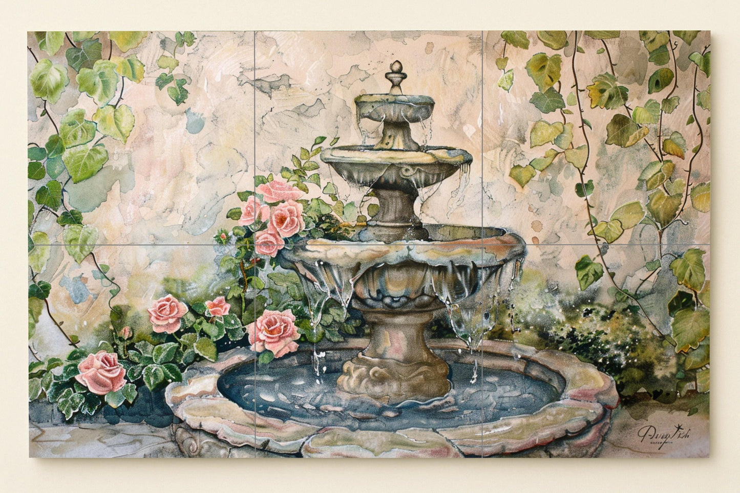 Courtyard Spanish · Ceramic Wall Mural — Botanical Landscape