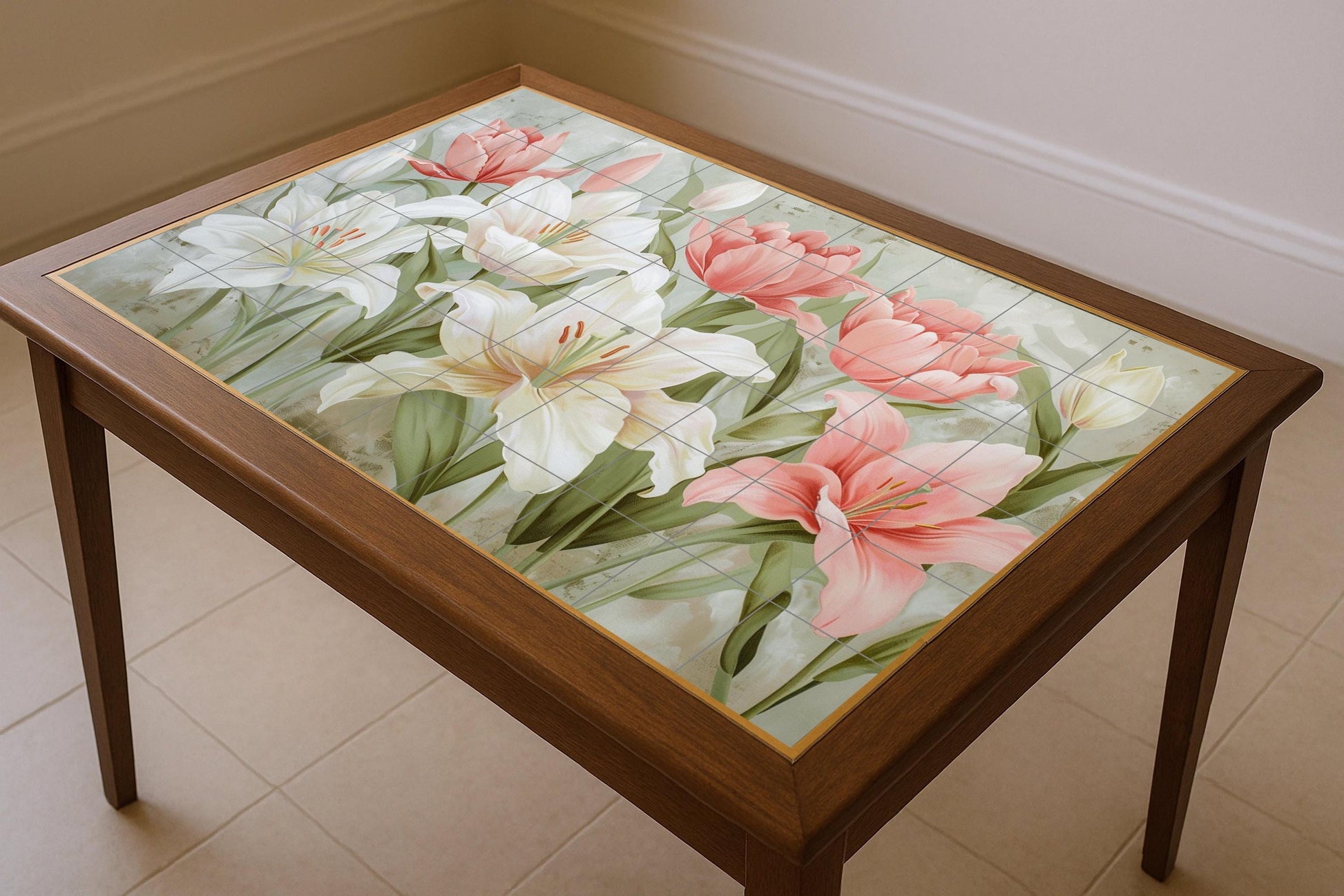 Floral Hanakotoba — Fresque Murale en Carreaux de Céramique · Paysage Botanique