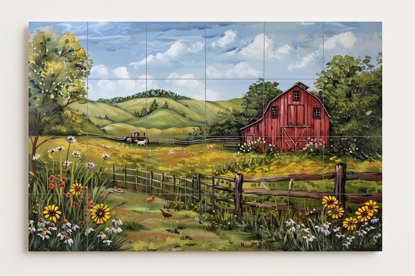 A Farm americana — Flowers & Landscape Art · Ceramic Tile Mural