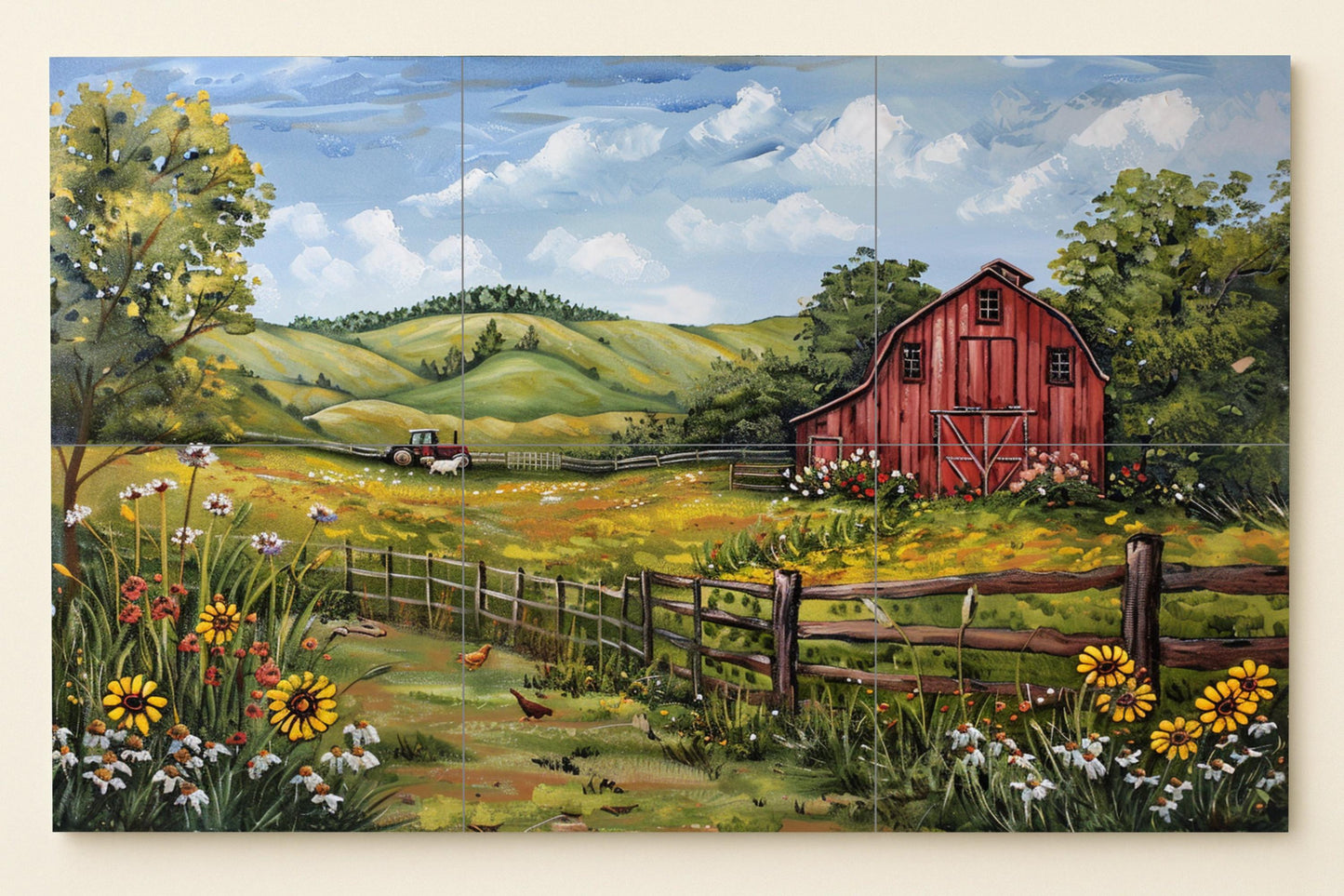 A Farm americana — Flowers & Landscape Art · Ceramic Tile Mural