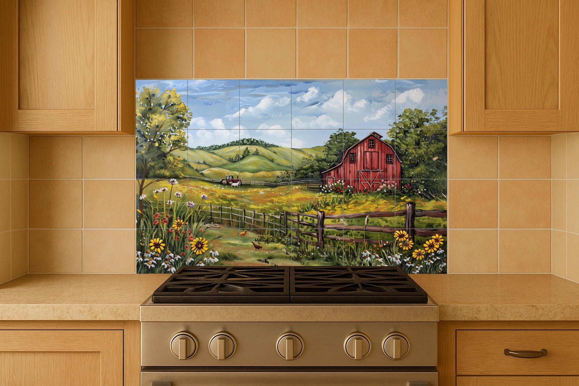 A Farm americana — Flowers & Landscape Art · Ceramic Tile Mural