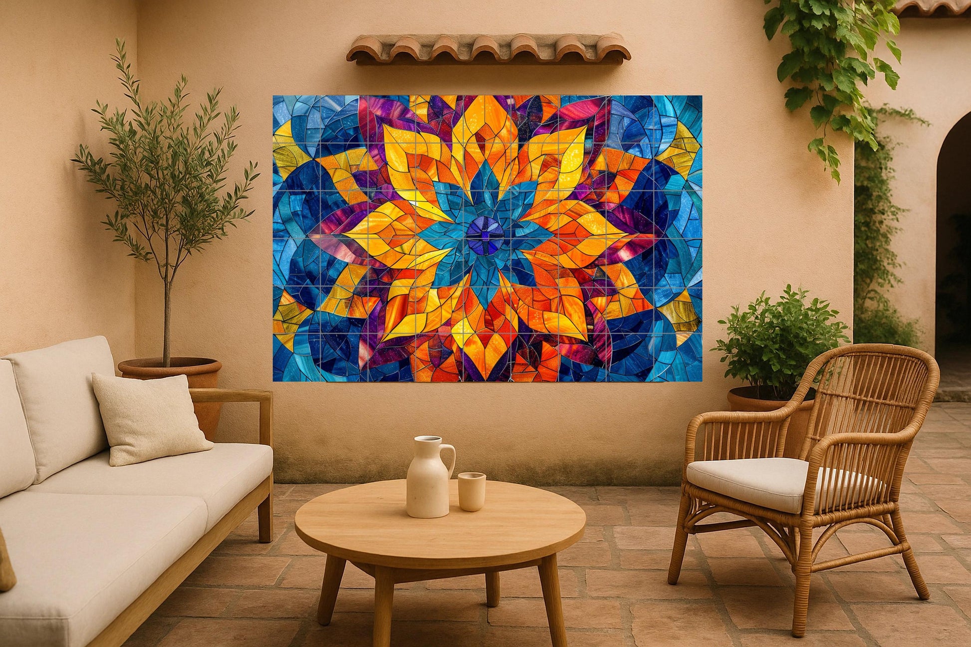 Mandala di loto Indiano · Murale Ceramico — Decoro Giardino e Natura