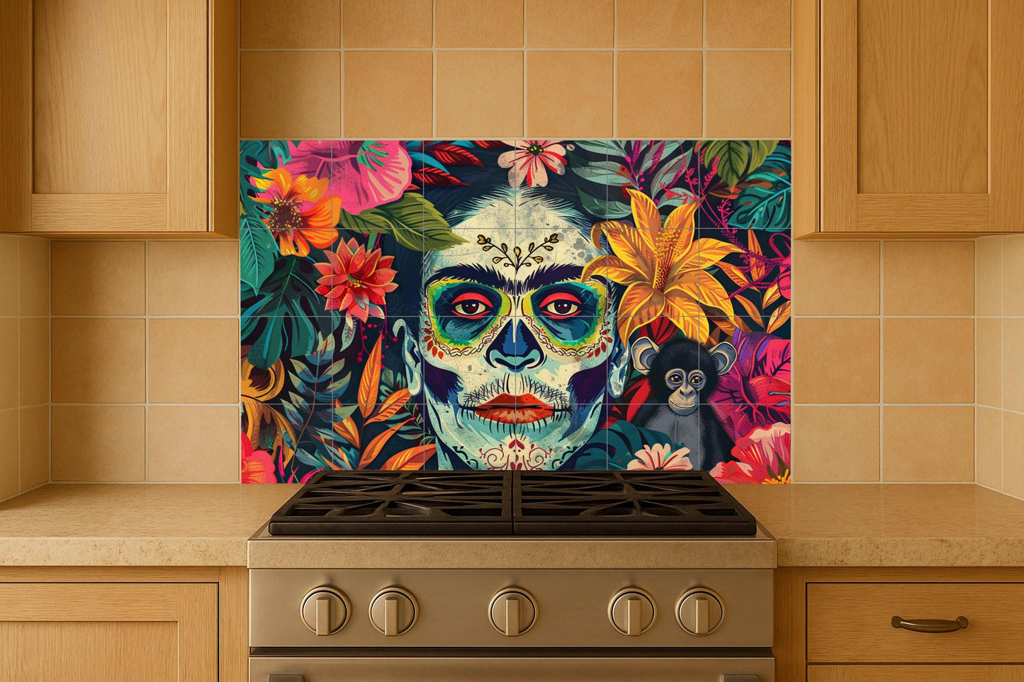 Jungla di Calaveras di Frida Kahlo · Murale Ceramico — Decoro Giardino e Natura
