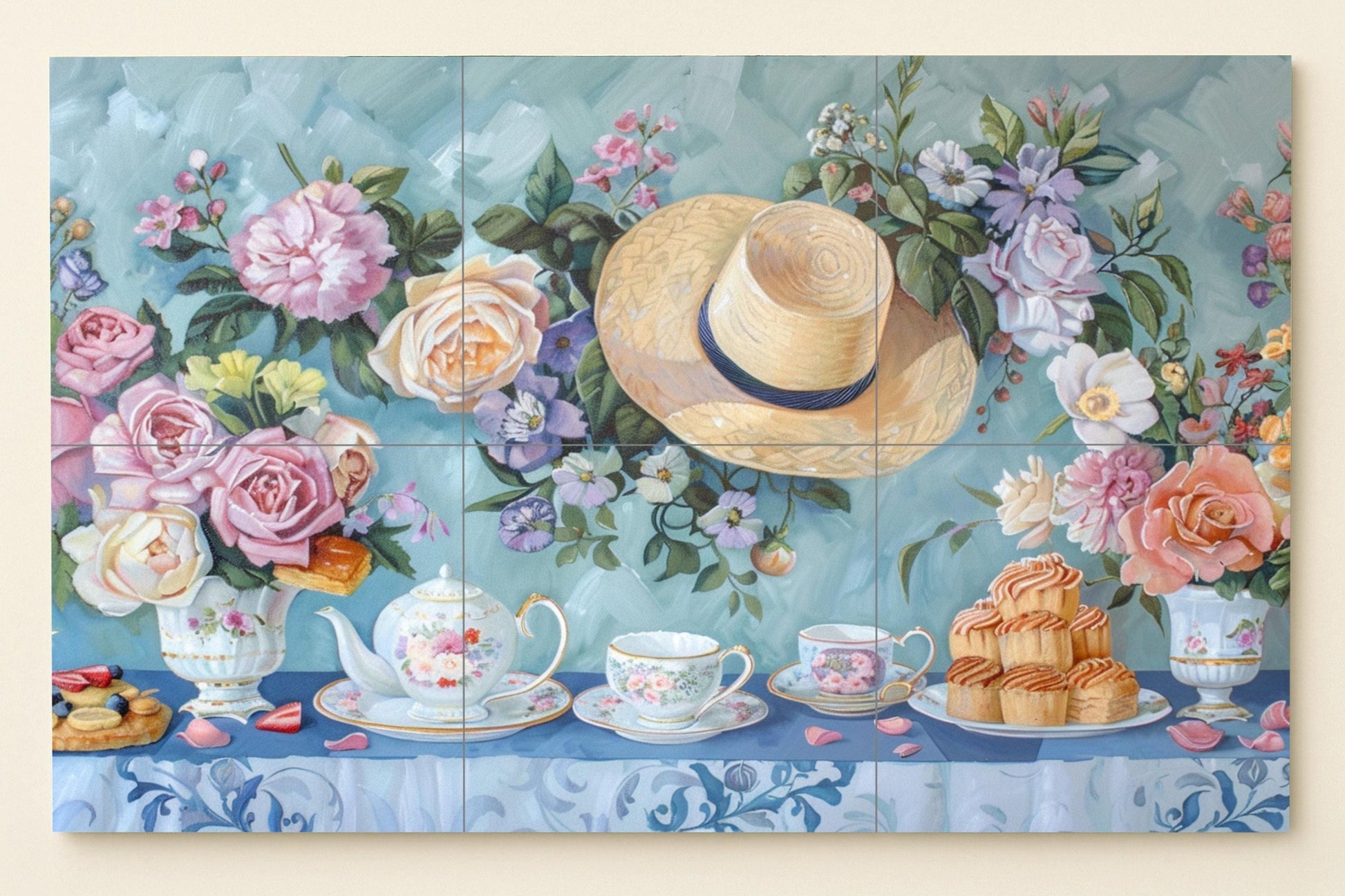 Vintage inglés de la hora del té — Murale in Piastrelle di Ceramica · Paesaggio Botanico