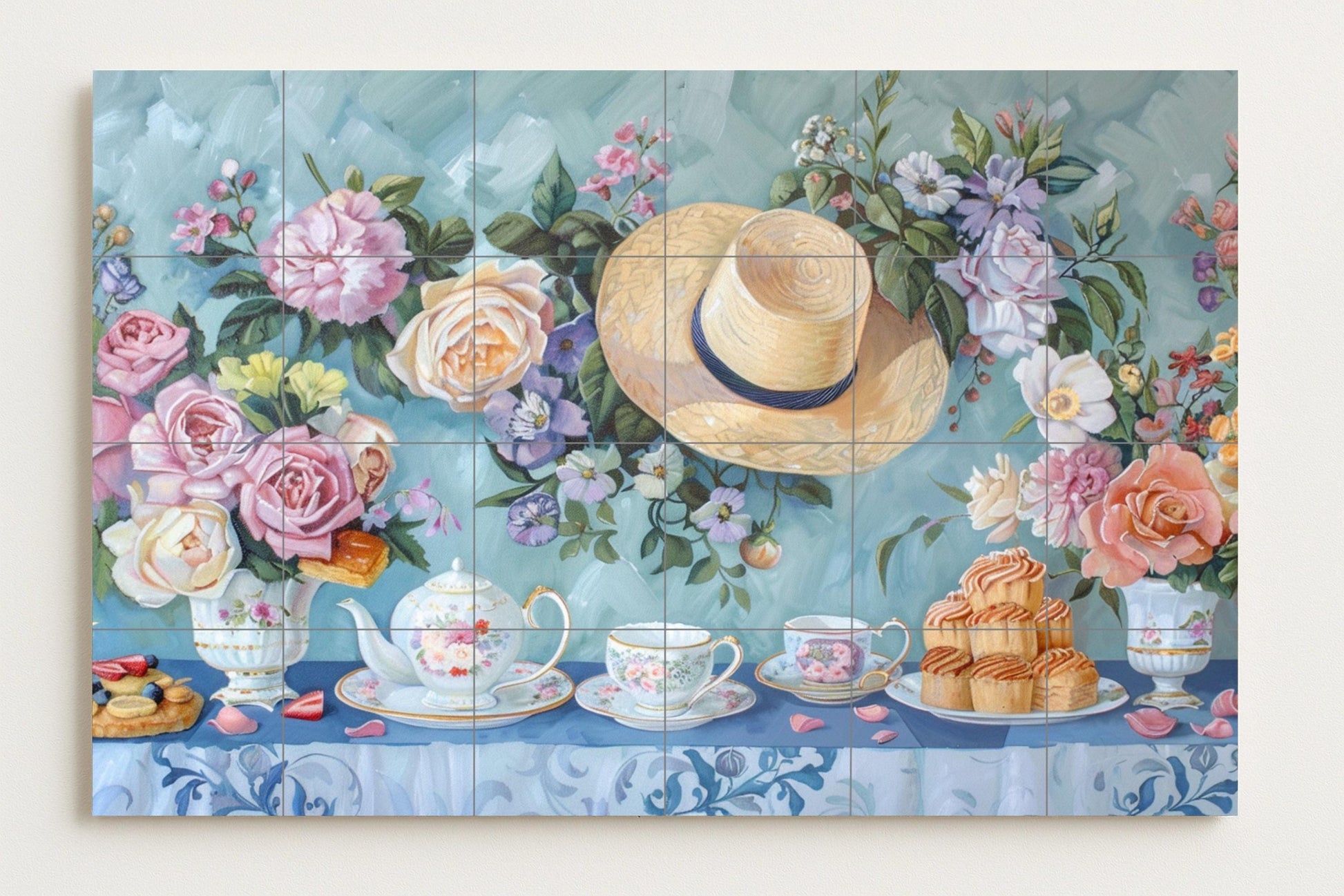 Vintage inglés de la hora del té — Murale in Piastrelle di Ceramica · Paesaggio Botanico