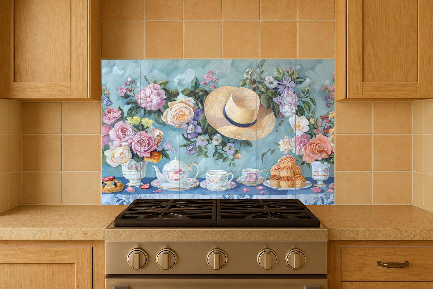 Vintage inglés de la hora del té — Murale in Piastrelle di Ceramica · Paesaggio Botanico