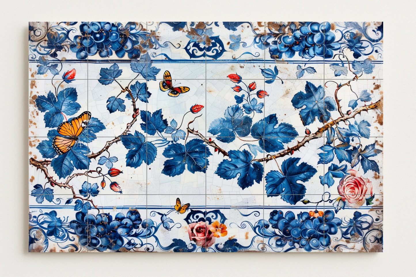 Parra Blau — Fliesen-Wandbild aus Keramik · Garten- & Natur-Dekor