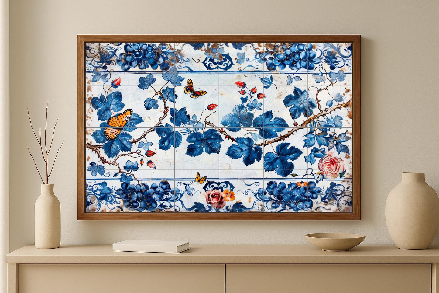 Parra Blau — Fliesen-Wandbild aus Keramik · Garten- & Natur-Dekor
