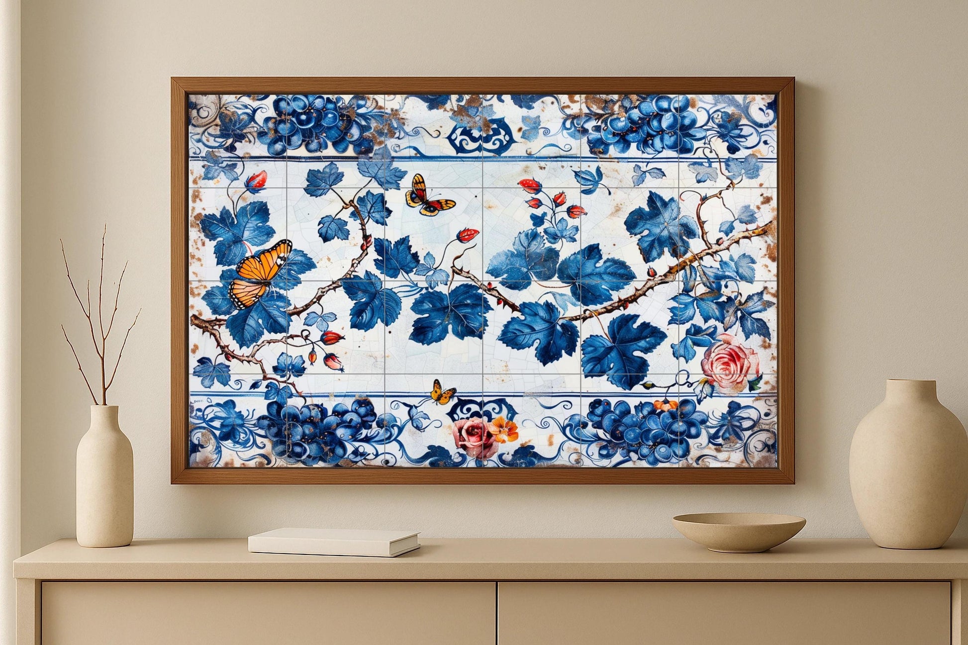 Parra Blau — Fliesen-Wandbild aus Keramik · Garten- & Natur-Dekor