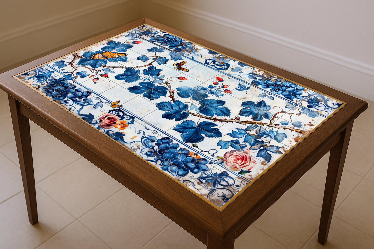 Parra Blau — Fliesen-Wandbild aus Keramik · Garten- & Natur-Dekor