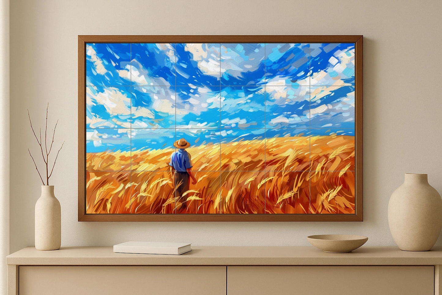 Campagne de Blé Style Van Gogh · Fresque Céramique — Chef-d'œuvre des Beaux-Arts