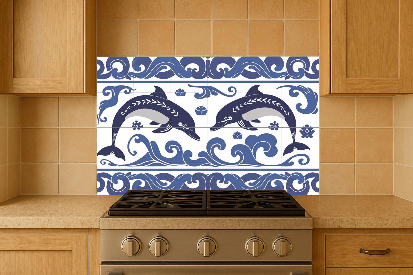 With delfines of Cnosos · Ceramic Wall Mural — Mythology Wall Art