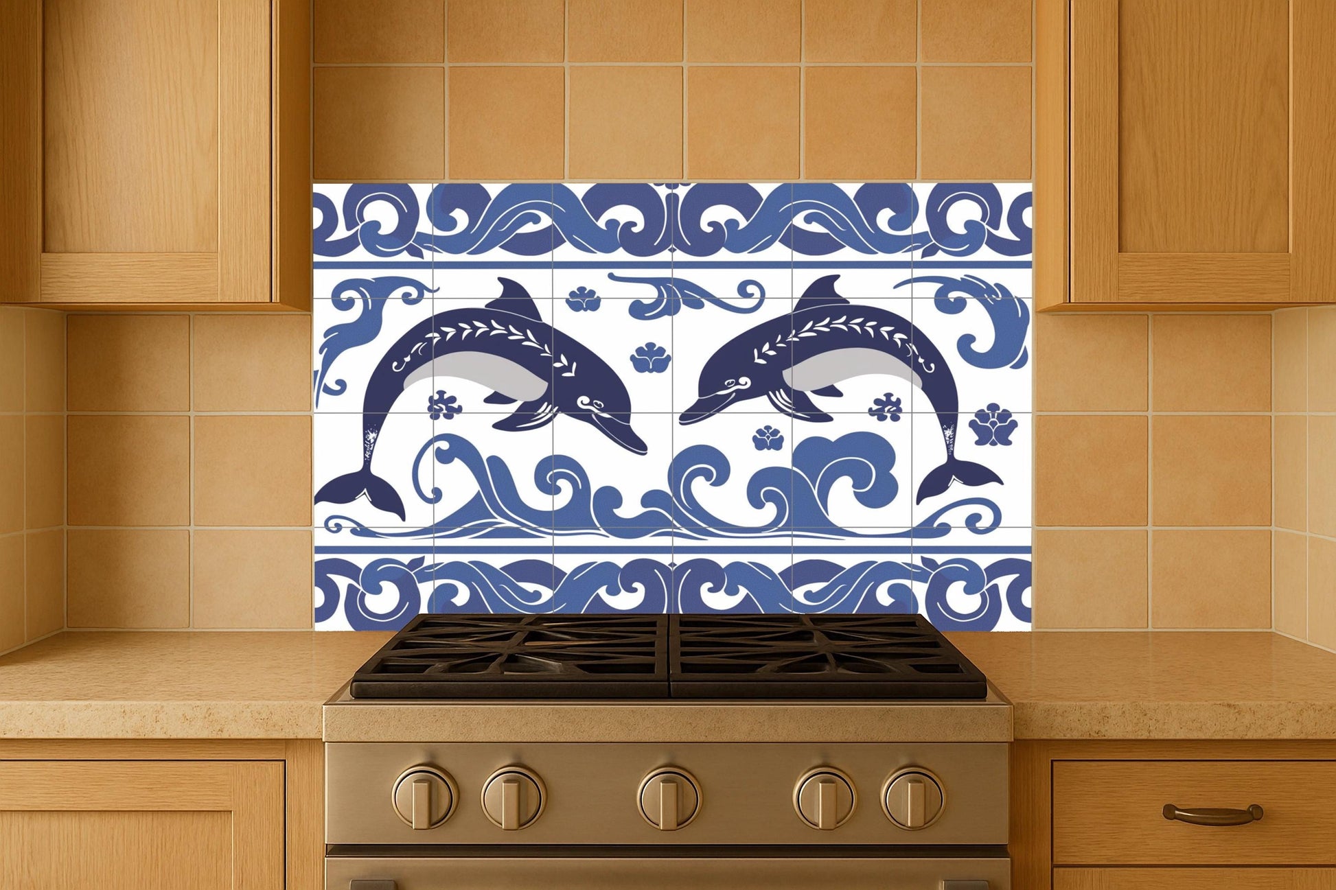 With delfines of Cnosos · Ceramic Wall Mural — Mythology Wall Art