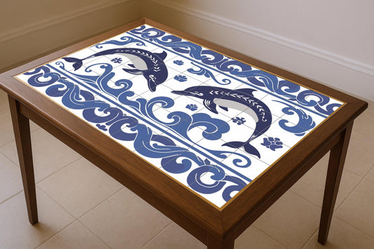 Mural de azulejos con delfines de Cnosos