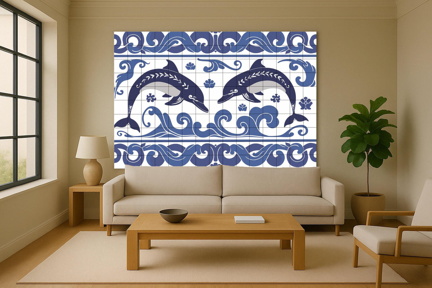 With delfines of Cnosos · Ceramic Wall Mural — Mythology Wall Art