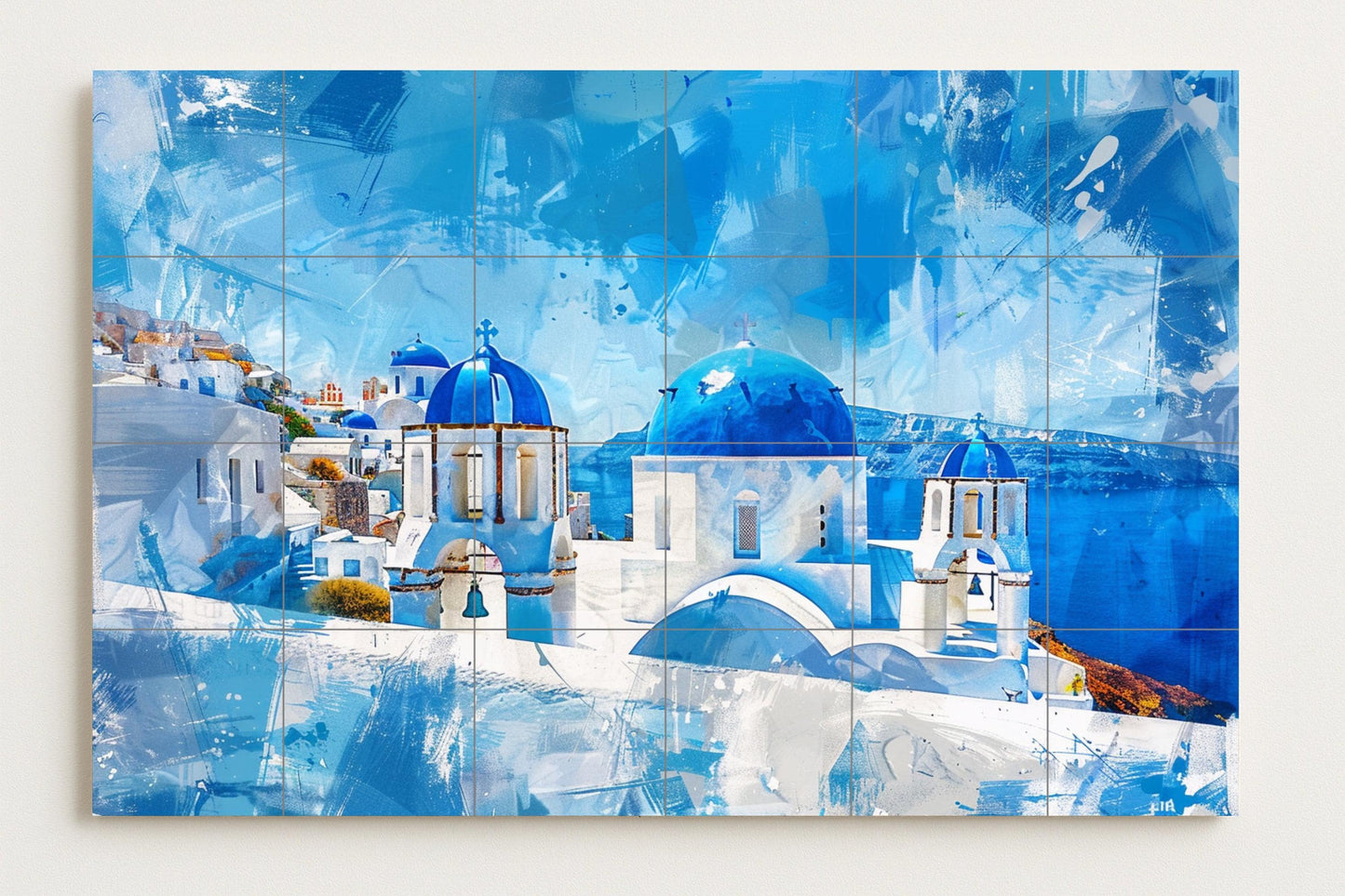 Fliesenbild Mit cúpulas Blaue von Santorini — Küstenszene