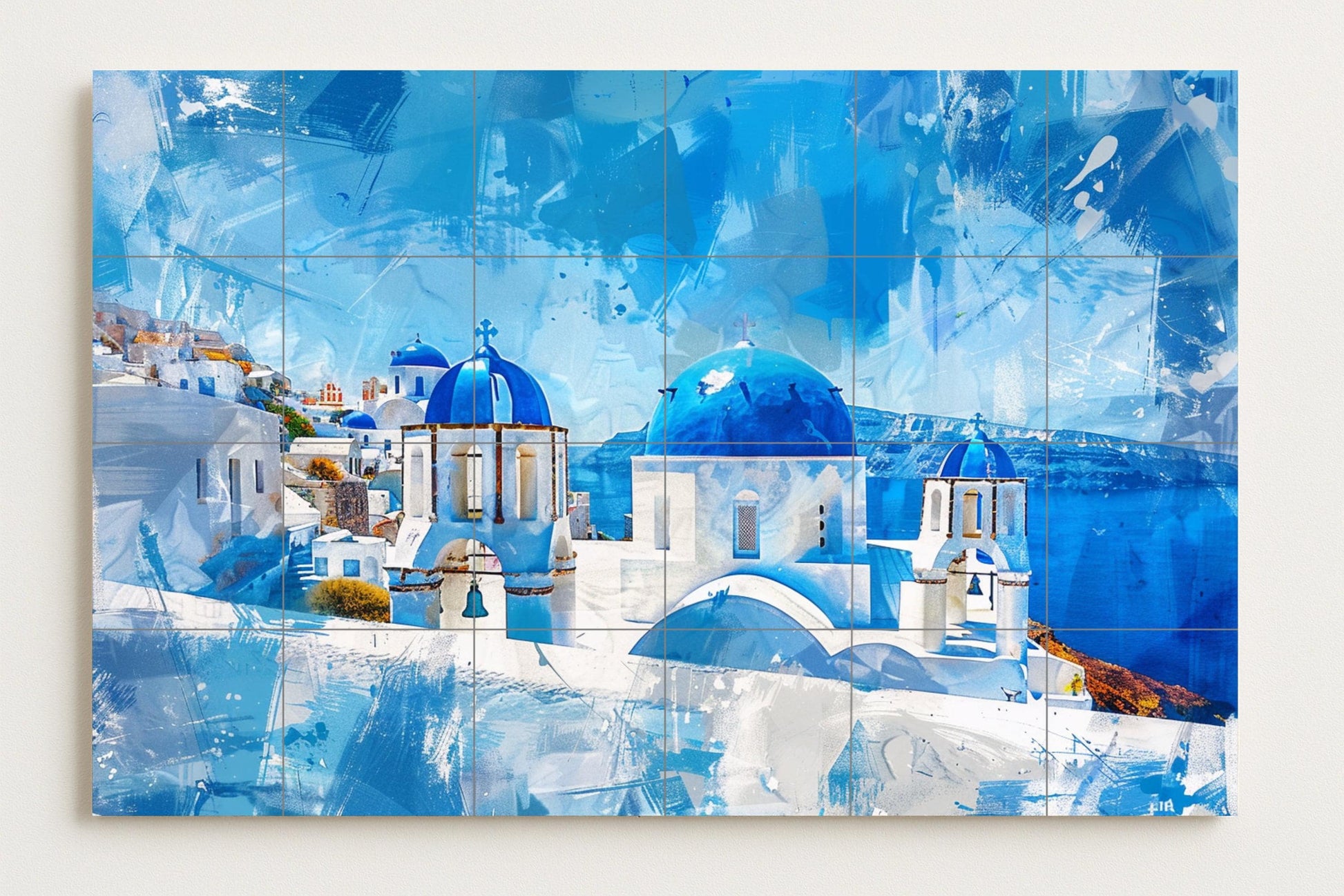 Fliesenbild Mit cúpulas Blaue von Santorini — Küstenszene