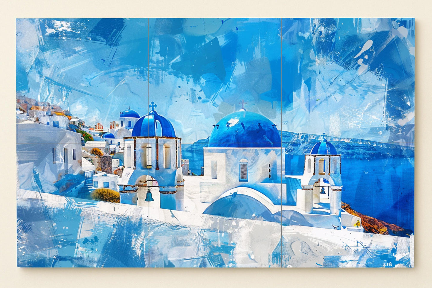 Fliesenbild Mit cúpulas Blaue von Santorini — Küstenszene